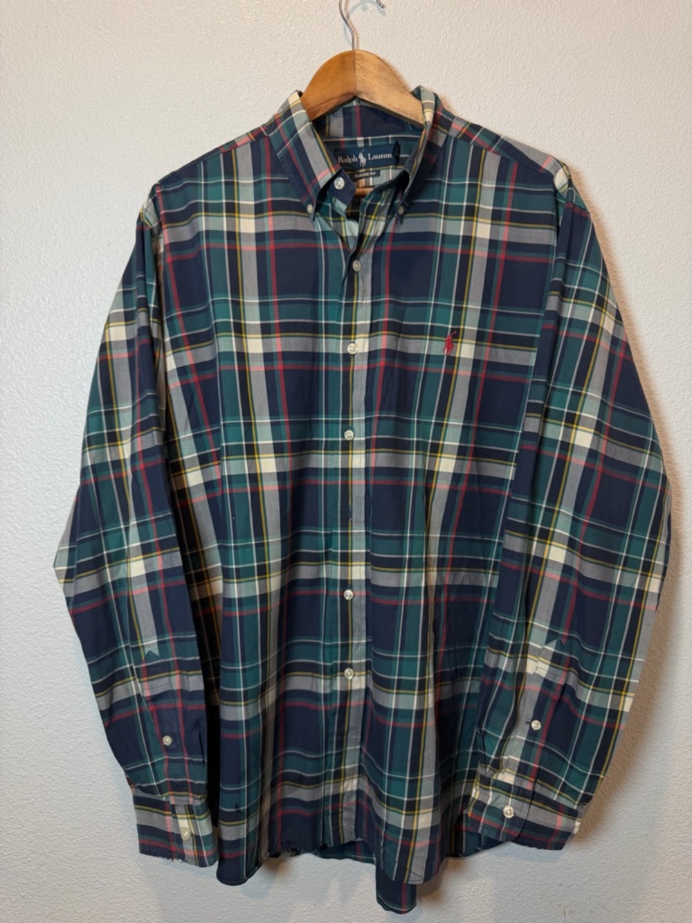 Ralph Lauren Classic Fit Plaid Button Down Shirt XL Cotton Pony Logo Preppy